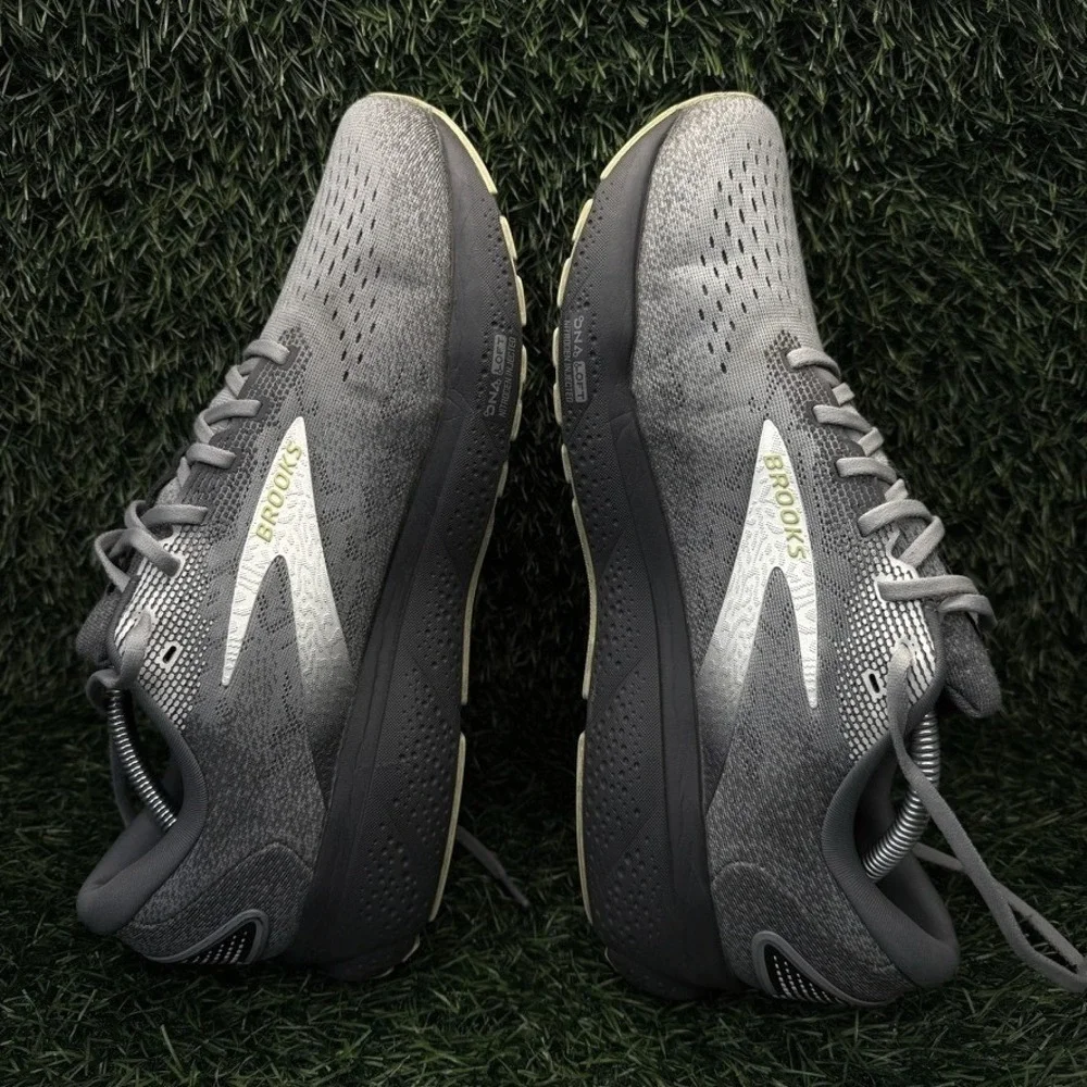 Brooks Ghost 16 Mens 12 Running Shoes Grey Yellow Neutral Athletic 1104181D040